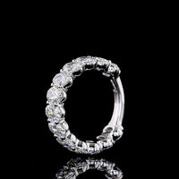 14K White Gold 3/4 Eternity Band with North-South Prong Set Oval Cut Lab Diamonds - 3.77 Carat Total Weight, E-F Color VS Clarity - Covaloro Fine Jewelry