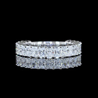 14K White Gold 3/4 Eternity Band with North-South Prong Set Radiant Cut Lab Diamonds - 1.97 Carat Total Weight - Covaloro Fine Jewelry