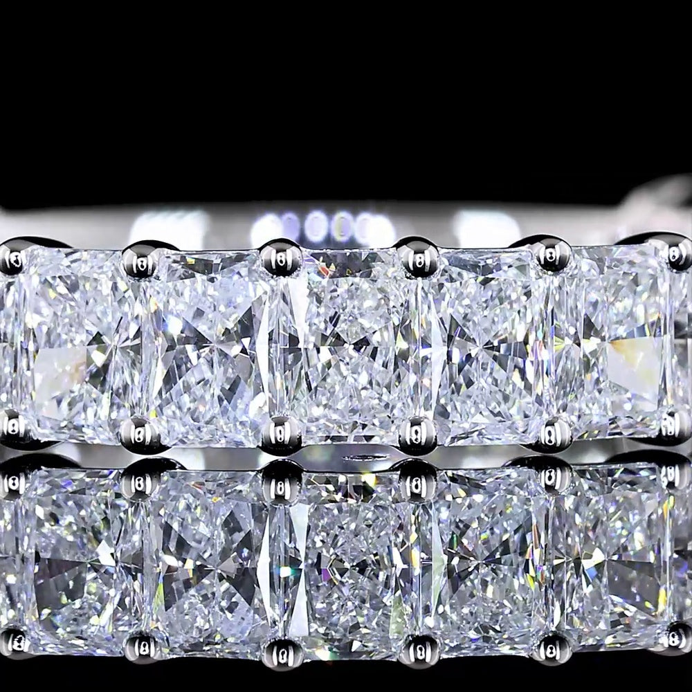 14K White Gold 3/4 Eternity Band with North-South Prong Set Radiant Cut Lab Diamonds - 1.97 Carat Total Weight - Covaloro Fine Jewelry