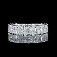 14K White Gold 3/4 Eternity Band with North-South Prong Set Radiant Cut Lab Diamonds - 3.21 Carats Total Diamond Weight - Covaloro Fine Jewelry
