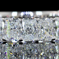 14K White Gold 3/4 Eternity Band with North-South Prong Set Radiant Cut Lab Diamonds - 3.21 Carats Total Diamond Weight - Covaloro Fine Jewelry