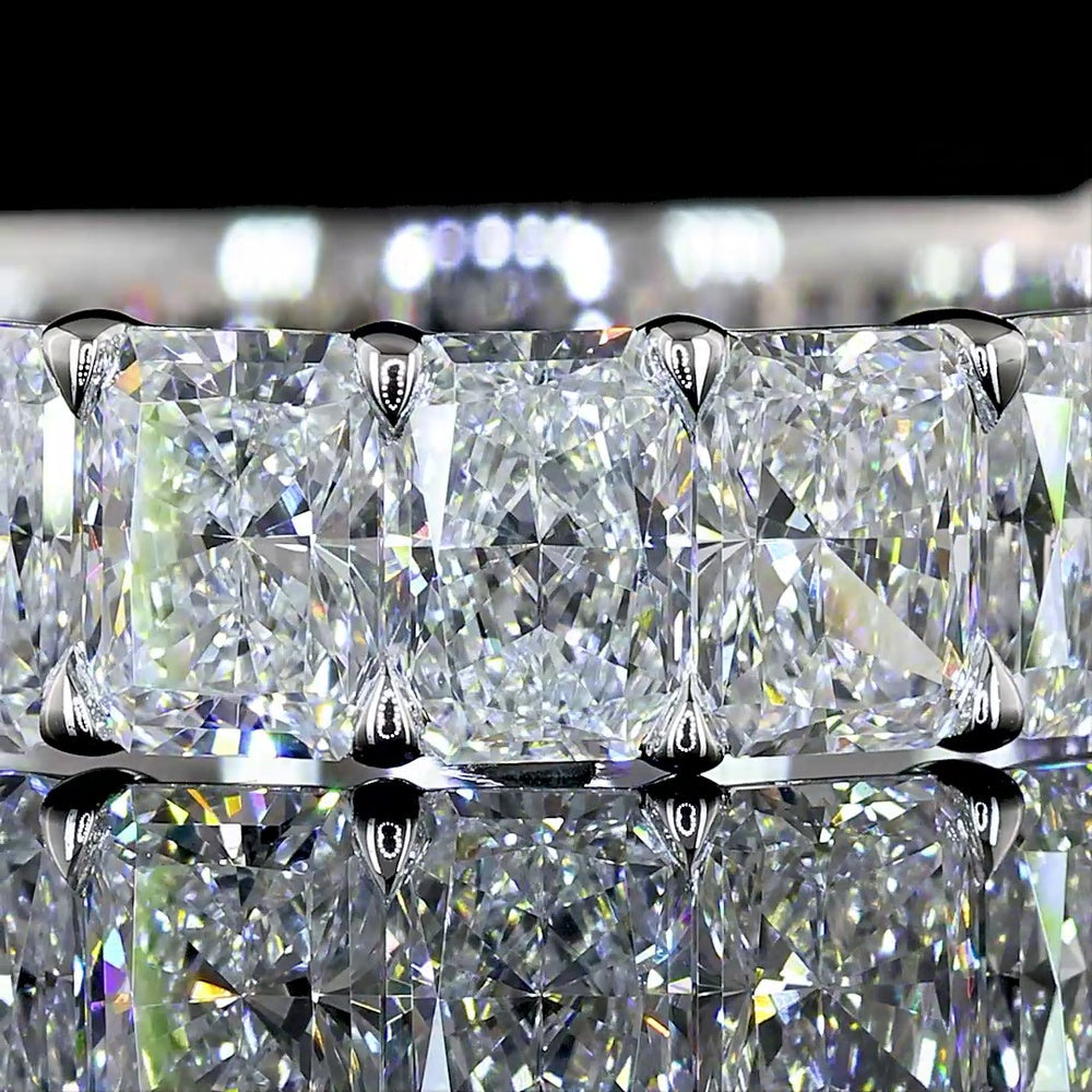 14K White Gold 3/4 Eternity Band with North-South Prong Set Radiant Cut Lab Diamonds - 3.21 Carats Total Diamond Weight - Covaloro Fine Jewelry