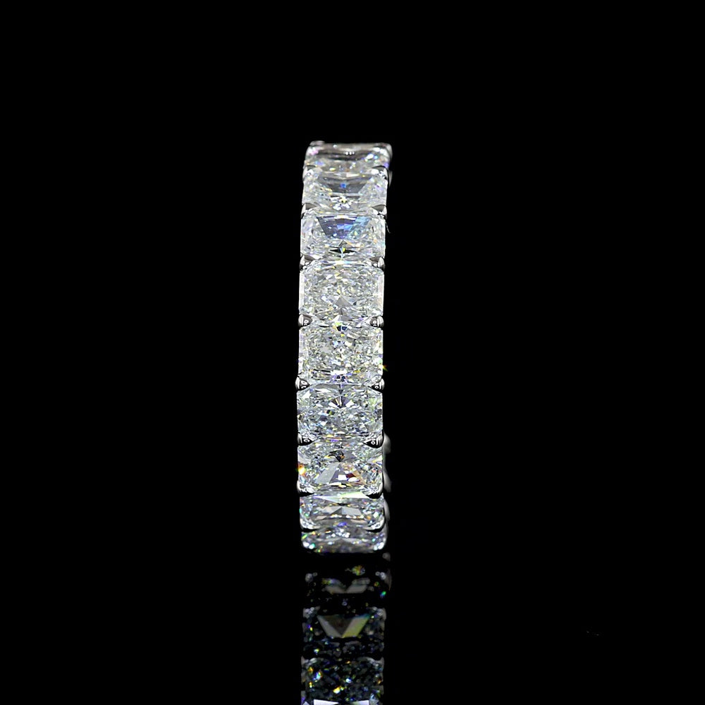 14K White Gold 3/4 Eternity Band with North-South Prong Set Radiant Cut Lab Diamonds - 3.21 Carats Total Diamond Weight - Covaloro Fine Jewelry