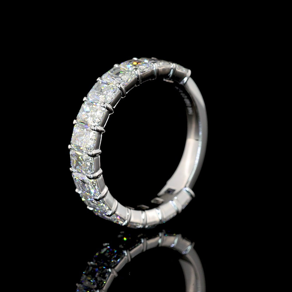 14K White Gold 3/4 Eternity Band with North-South Prong Set Radiant Cut Lab Diamonds - 3.21 Carats Total Diamond Weight - Covaloro Fine Jewelry