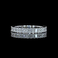 14K White Gold 3/4 Eternity Band with North-South Prong Set Radiant Cut Natural Diamonds - 1.00 Carat Total Diamond Weight - Covaloro Fine Jewelry