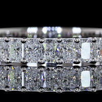 14K White Gold 3/4 Eternity Band with North-South Prong Set Radiant Cut Natural Diamonds - 1.00 Carat Total Diamond Weight - Covaloro Fine Jewelry