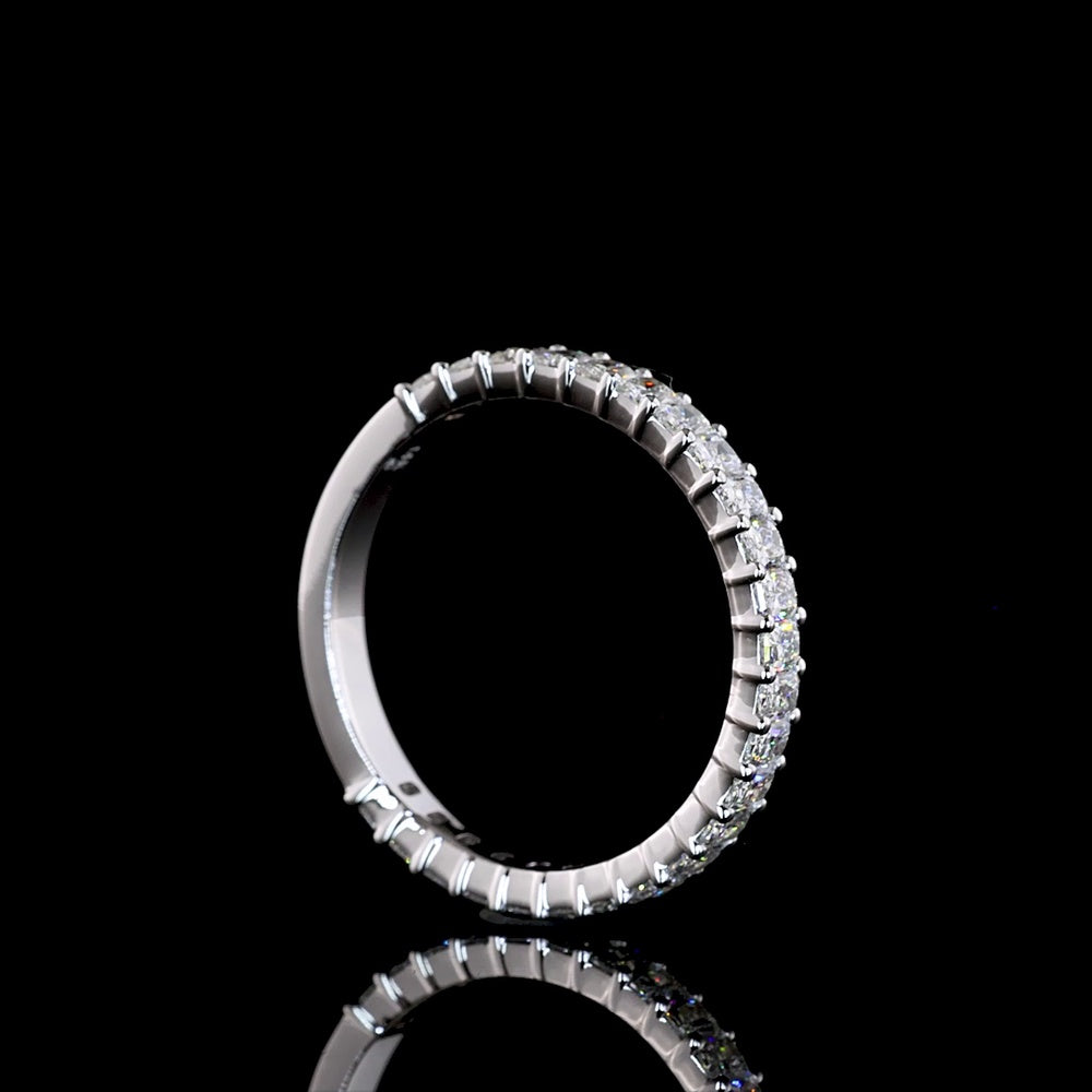14K White Gold 3/4 Eternity Band with North-South Prong Set Radiant Cut Natural Diamonds - 1.00 Carat Total Diamond Weight - Covaloro Fine Jewelry
