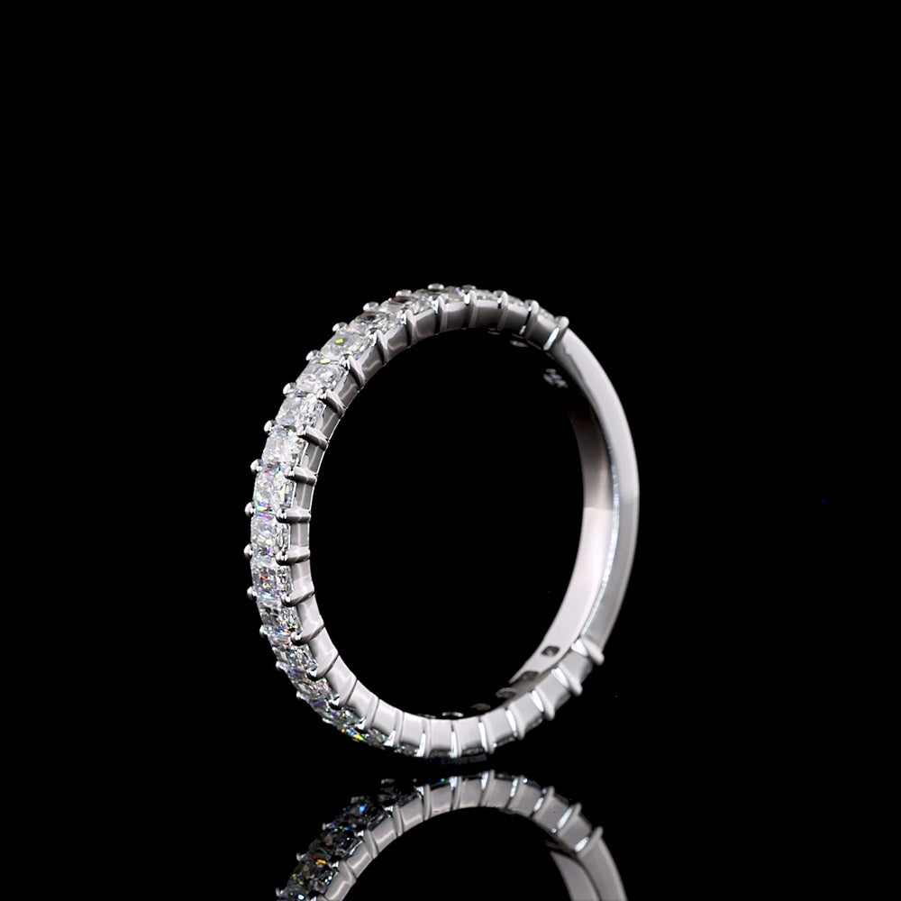14K White Gold 3/4 Eternity Band with North-South Prong Set Radiant Cut Natural Diamonds - 1.00 Carat Total Diamond Weight - Covaloro Fine Jewelry