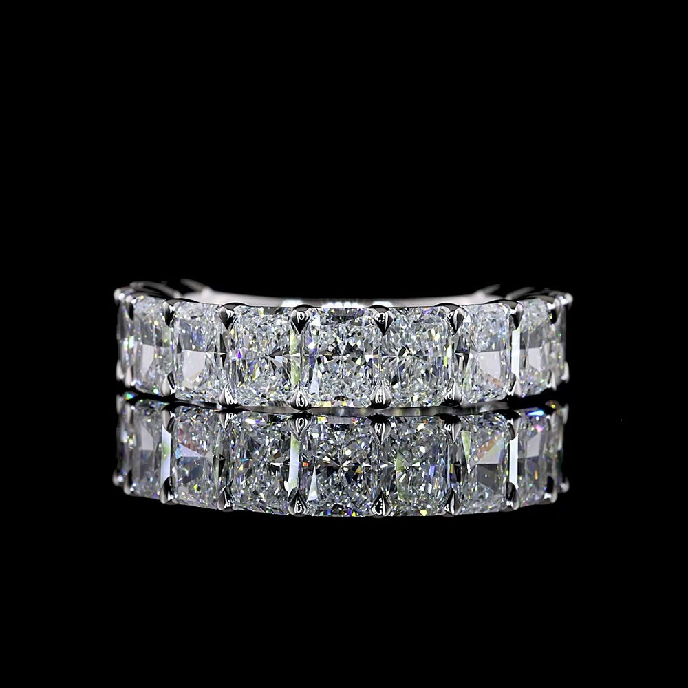 14K White Gold 3/4 Eternity Band with North-South Radiant Cut Lab Diamonds - 4.02 Carat Total Diamond Weight - Covaloro Fine Jewelry
