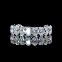 14K White Gold 3/4 Eternity Band with North-South U-Prong Set Oval Cut Lab Diamonds - 2.98 Carat Total Weight - Covaloro Fine Jewelry