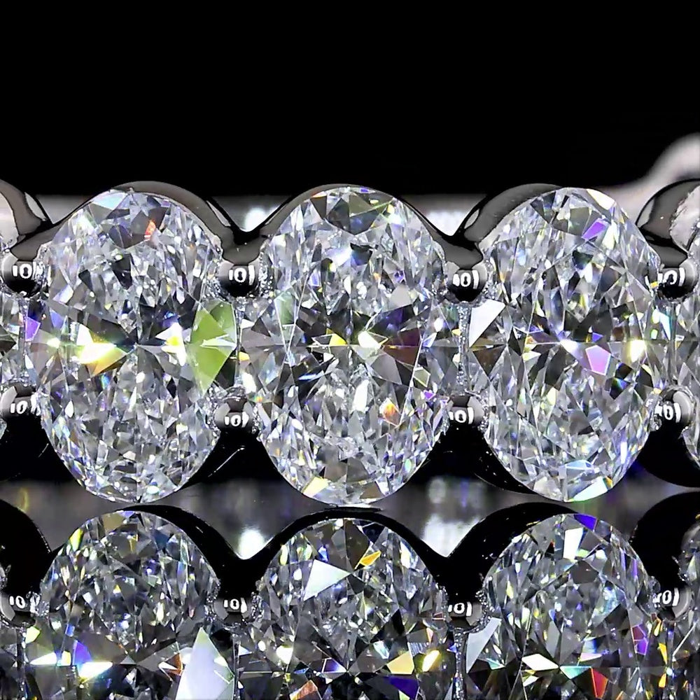 14K White Gold 3/4 Eternity Band with North-South U-Prong Set Oval Cut Lab Diamonds - 2.98 Carat Total Weight - Covaloro Fine Jewelry