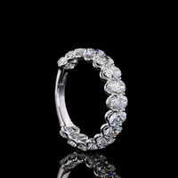 14K White Gold 3/4 Eternity Band with North-South U-Prong Set Oval Cut Lab Diamonds - 2.98 Carat Total Weight - Covaloro Fine Jewelry