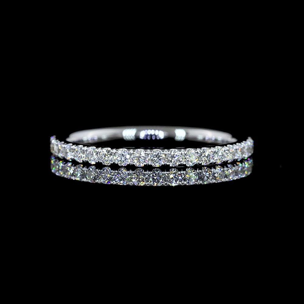 14K White Gold 3/4 Eternity Band with Pavé-Set Round Lab Diamonds - 0.31 Total Carat Weight - Covaloro Fine Jewelry
