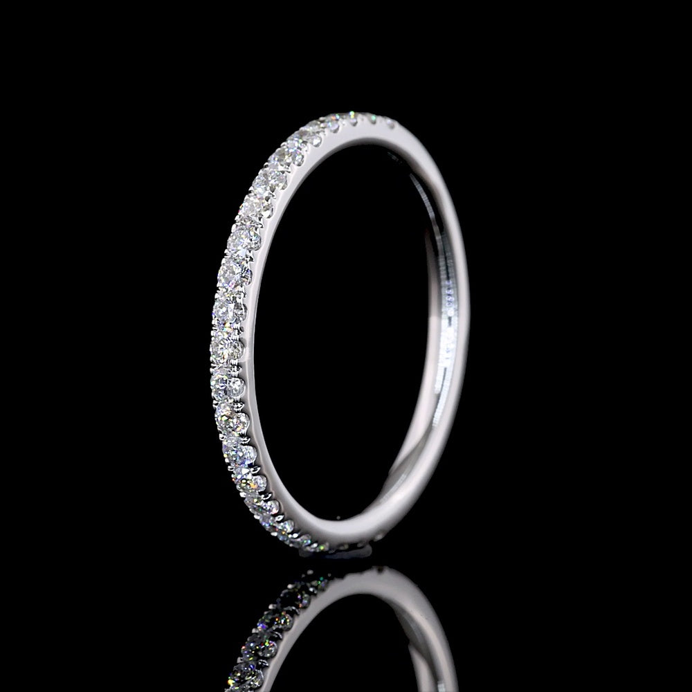 14K White Gold 3/4 Eternity Band with Pavé-Set Round Lab Diamonds - 0.31 Total Carat Weight - Covaloro Fine Jewelry