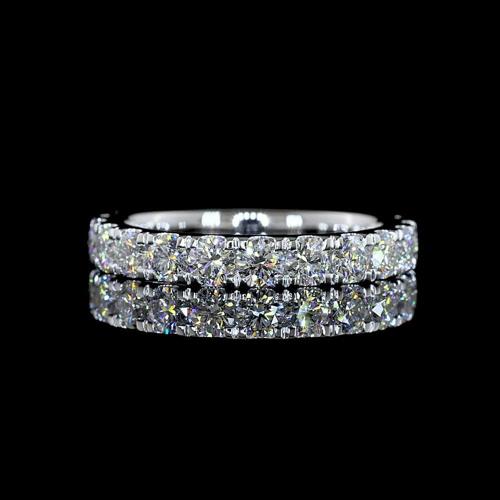 14K White Gold 3/4 Eternity Band with Pavé Set Round Lab Diamonds - 1.51 Carat Total Weight, E-F Color VS Clarity - Covaloro Fine Jewelry