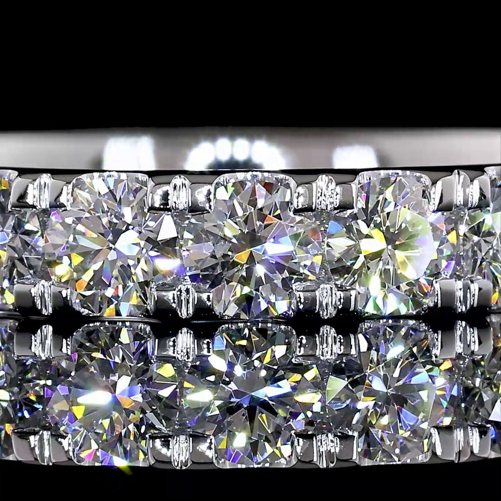 14K White Gold 3/4 Eternity Band with Pavé Set Round Lab Diamonds - 1.51 Carat Total Weight, E-F Color VS Clarity - Covaloro Fine Jewelry