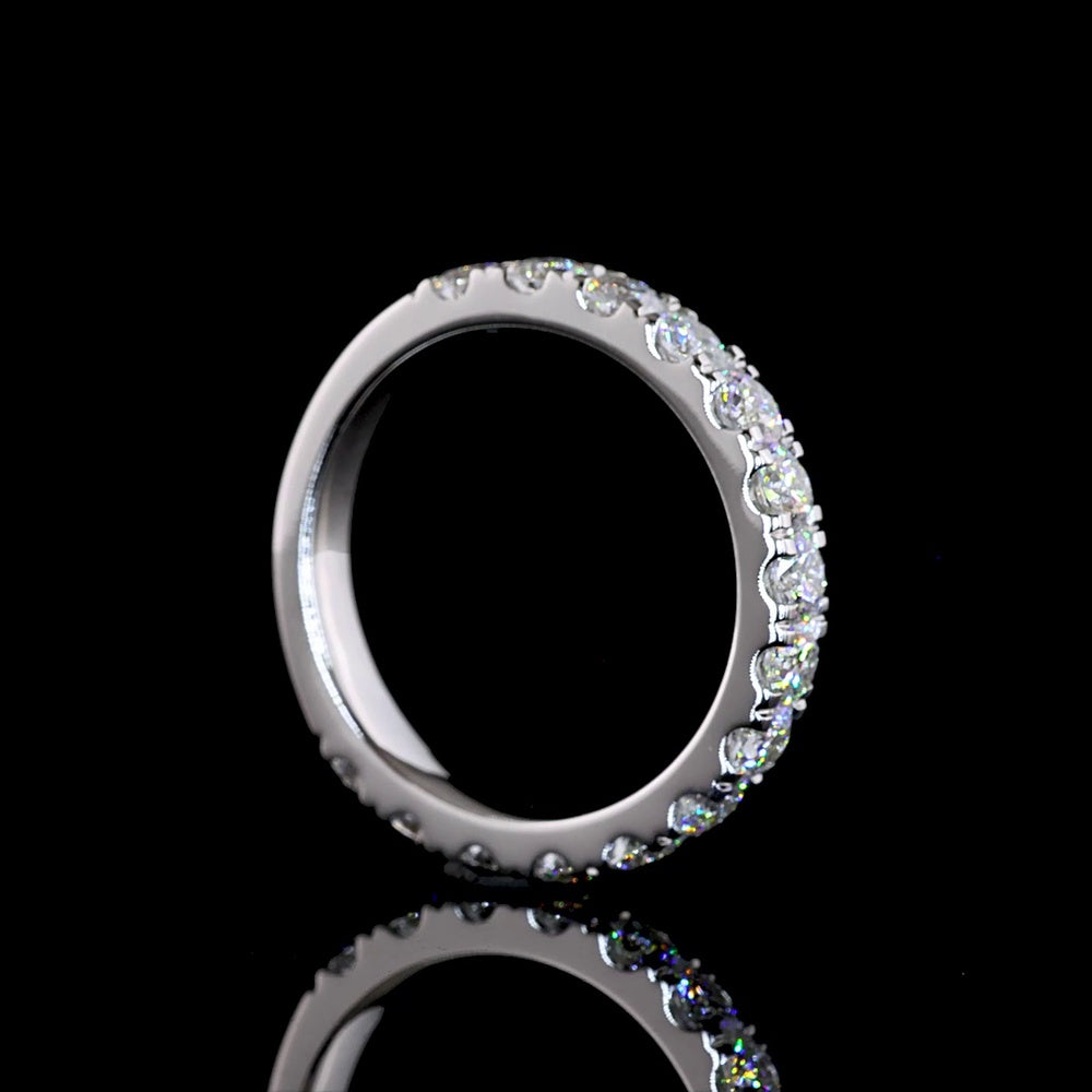14K White Gold 3/4 Eternity Band with Pavé Set Round Lab Diamonds - 1.51 Carat Total Weight, E-F Color VS Clarity - Covaloro Fine Jewelry