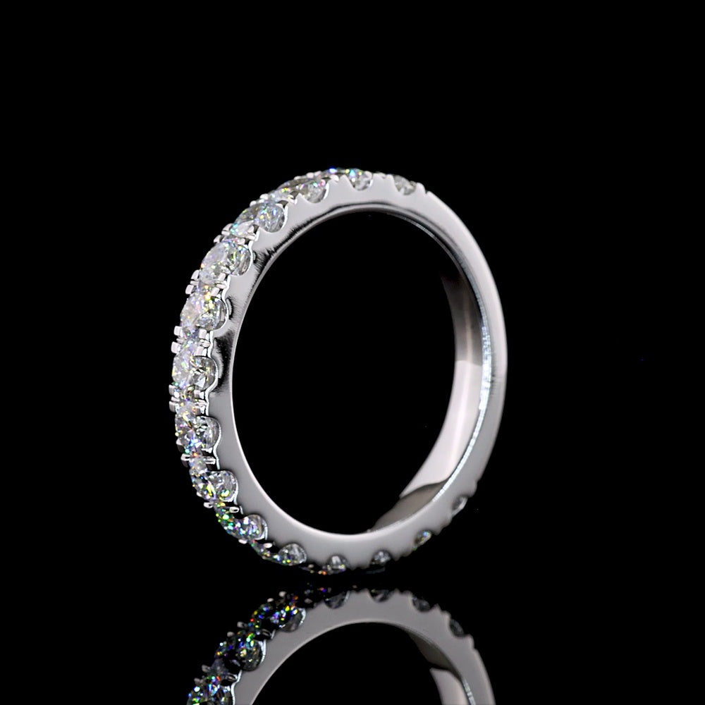 14K White Gold 3/4 Eternity Band with Pavé Set Round Lab Diamonds - 1.51 Carat Total Weight, E-F Color VS Clarity - Covaloro Fine Jewelry