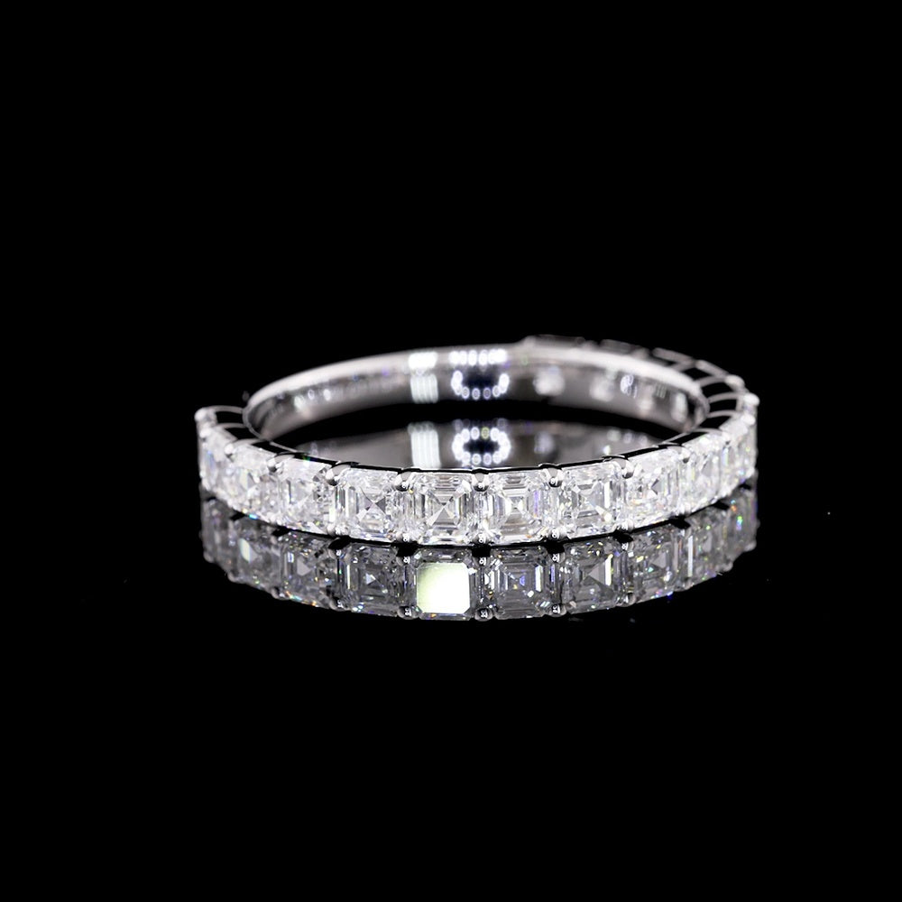 14K White Gold 3/4 Eternity Band with Prong Set Asscher Cut Lab Diamonds - 1.57 Total Carat Weight - Covaloro Fine Jewelry