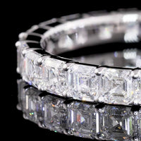 14K White Gold 3/4 Eternity Band with Prong Set Asscher Cut Lab Diamonds - 1.57 Total Carat Weight - Covaloro Fine Jewelry