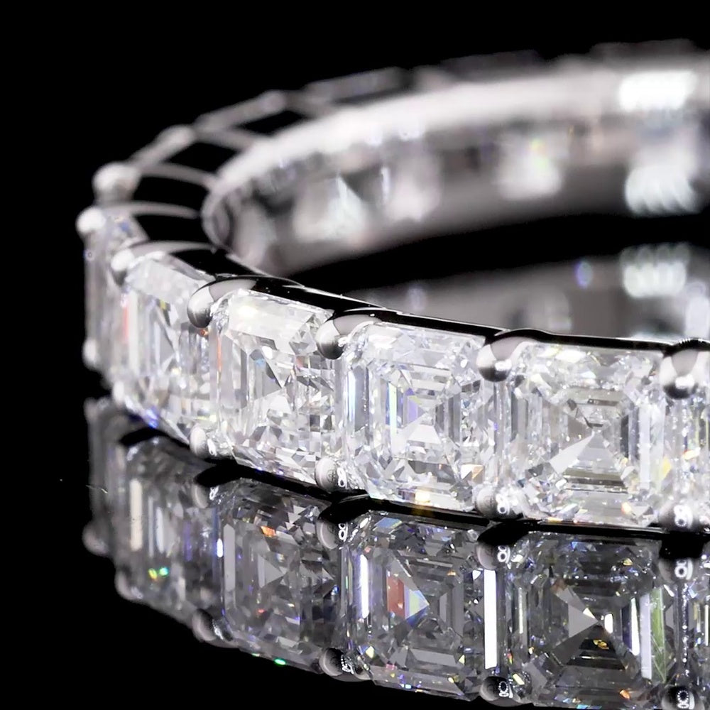 14K White Gold 3/4 Eternity Band with Prong Set Asscher Cut Lab Diamonds - 1.57 Total Carat Weight - Covaloro Fine Jewelry