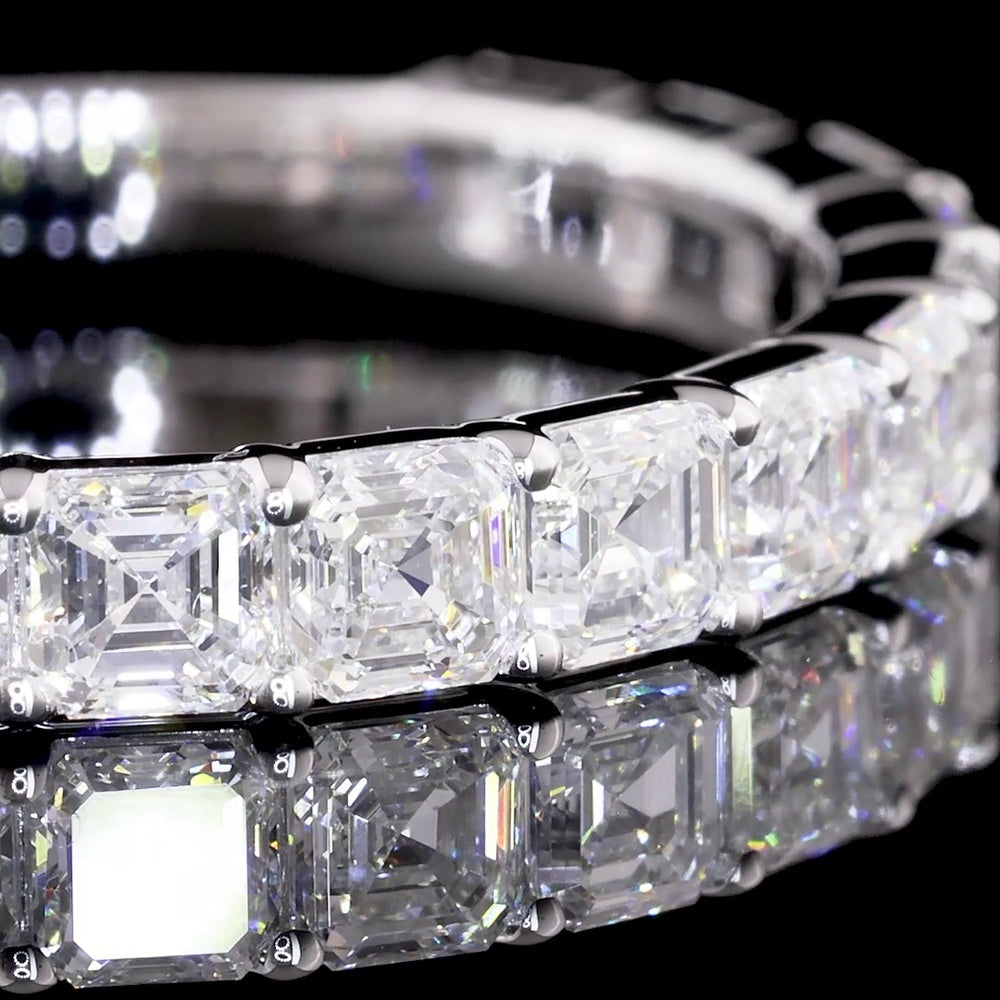 14K White Gold 3/4 Eternity Band with Prong Set Asscher Cut Lab Diamonds - 1.57 Total Carat Weight - Covaloro Fine Jewelry