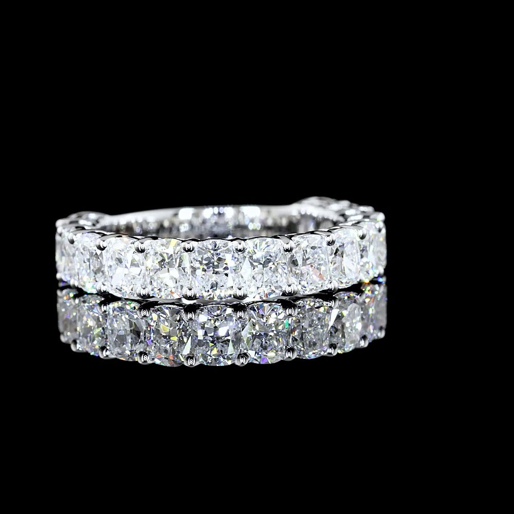 14K White Gold 3/4 Eternity Band with Prong Set Cushion Brilliant Lab Diamonds - 2.77 Carat Total Weight, E-F Color, VS1 Clarity - Covaloro Fine Jewelry