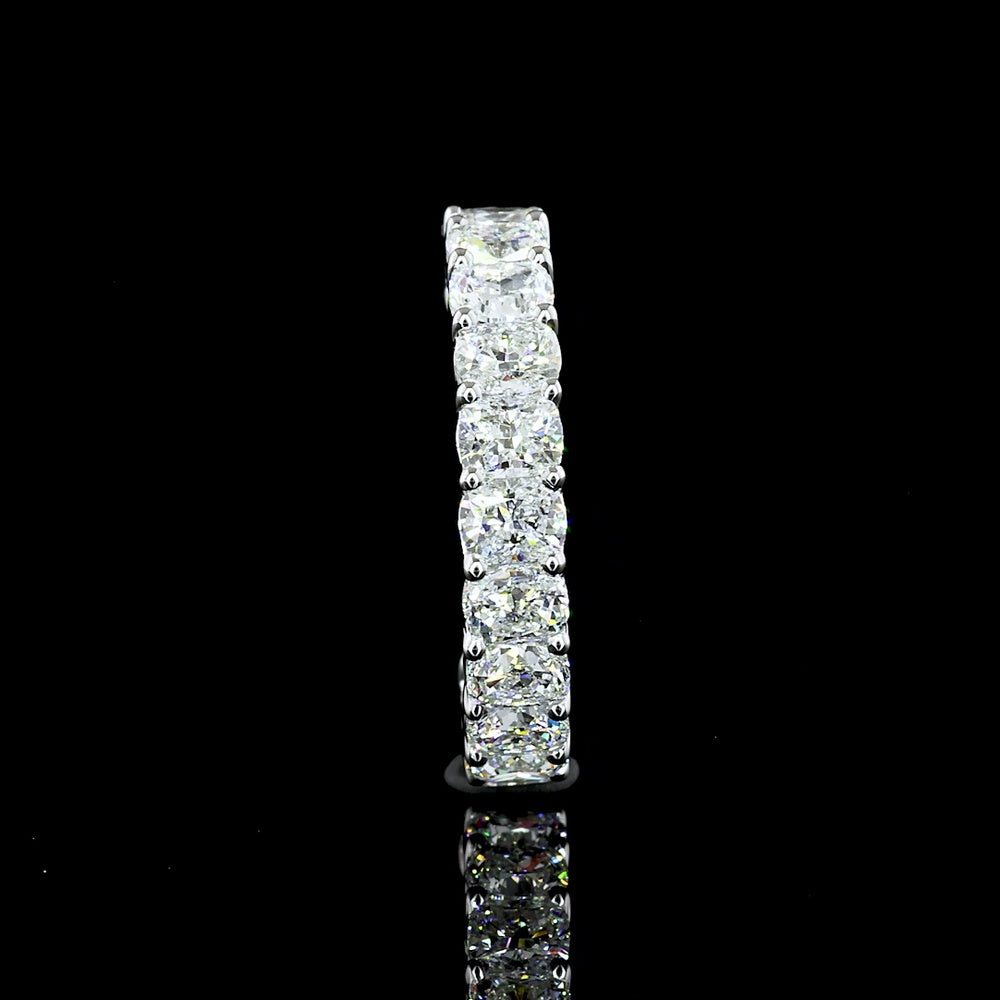 14K White Gold 3/4 Eternity Band with Prong Set Cushion Brilliant Lab Diamonds - 2.77 Carat Total Weight, E-F Color, VS1 Clarity - Covaloro Fine Jewelry