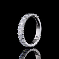 14K White Gold 3/4 Eternity Band with Prong Set Emerald Cut Lab Diamonds - 19 Stones, 2.65 Total Carat Weight, E-F Color VS Clarity - Covaloro Fine Jewelry