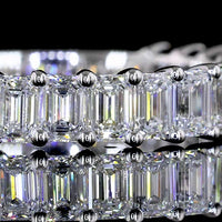 14K White Gold 3/4 Eternity Band with Prong Set Emerald Cut Lab Diamonds - 3.64 Carats Total Diamond Weight - Covaloro Fine Jewelry