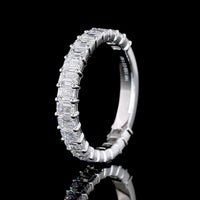 14K White Gold 3/4 Eternity Band with Prong Set Emerald Cut Lab Diamonds - 3.64 Carats Total Diamond Weight - Covaloro Fine Jewelry
