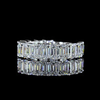 14K White Gold 3/4 Eternity Band with Prong Set Emerald Cut Lab Diamonds - 4.68 Carat Total Weight (E-F Color, VS1 Clarity) - Covaloro Fine Jewelry