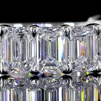 14K White Gold 3/4 Eternity Band with Prong Set Emerald Cut Lab Diamonds - 4.68 Carat Total Weight (E-F Color, VS1 Clarity) - Covaloro Fine Jewelry