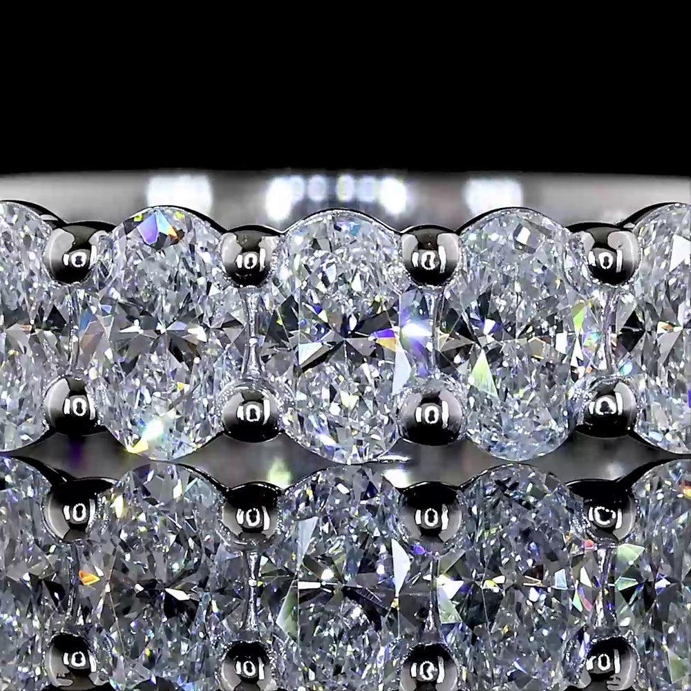 14K White Gold 3/4 Eternity Band with Prong Set Oval Cut Lab Diamonds - 1.62 Carats Total Diamond Weight - Covaloro Fine Jewelry