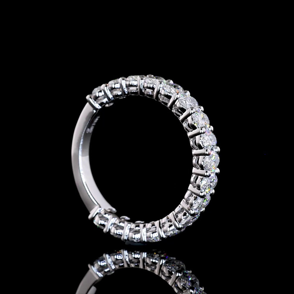 14K White Gold 3/4 Eternity Band with Prong Set Oval Cut Lab Diamonds - 1.62 Carats Total Diamond Weight - Covaloro Fine Jewelry