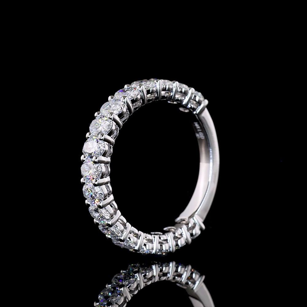 14K White Gold 3/4 Eternity Band with Prong Set Oval Cut Lab Diamonds - 1.62 Carats Total Diamond Weight - Covaloro Fine Jewelry
