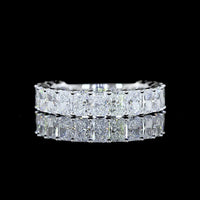 14K White Gold 3/4 Eternity Band with Prong Set Radiant Cut Lab Diamonds - 4.08 Carats Total Diamond Weight - Covaloro Fine Jewelry