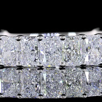 14K White Gold 3/4 Eternity Band with Prong Set Radiant Cut Lab Diamonds - 4.08 Carats Total Diamond Weight - Covaloro Fine Jewelry