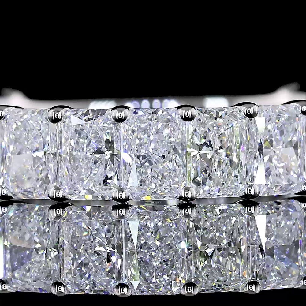 14K White Gold 3/4 Eternity Band with Prong Set Radiant Cut Lab Diamonds - 4.08 Carats Total Diamond Weight - Covaloro Fine Jewelry