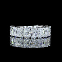14K White Gold 3/4 Eternity Band with Prong Set Radiant Cut Lab Diamonds - 4.59 Carat Total Weight, F Color VS Clarity - Covaloro Fine Jewelry