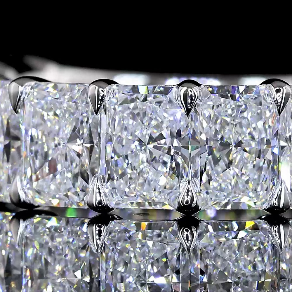 14K White Gold 3/4 Eternity Band with Prong Set Radiant Cut Lab Diamonds - 4.59 Carat Total Weight, F Color VS Clarity - Covaloro Fine Jewelry
