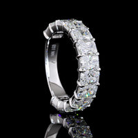 14K White Gold 3/4 Eternity Band with Prong Set Radiant Cut Lab Diamonds - 4.59 Carat Total Weight, F Color VS Clarity - Covaloro Fine Jewelry