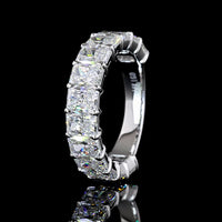 14K White Gold 3/4 Eternity Band with Prong Set Radiant Cut Lab Diamonds - 4.59 Carat Total Weight, F Color VS Clarity - Covaloro Fine Jewelry