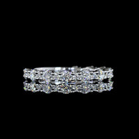 14K White Gold 3/4 Eternity Band with Prong Set Round Brilliant Cut Lab Diamonds - 0.89 Carat Total Diamond Weight - Covaloro Fine Jewelry