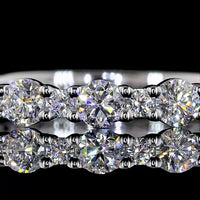 14K White Gold 3/4 Eternity Band with Prong Set Round Brilliant Cut Lab Diamonds - 0.89 Carat Total Diamond Weight - Covaloro Fine Jewelry