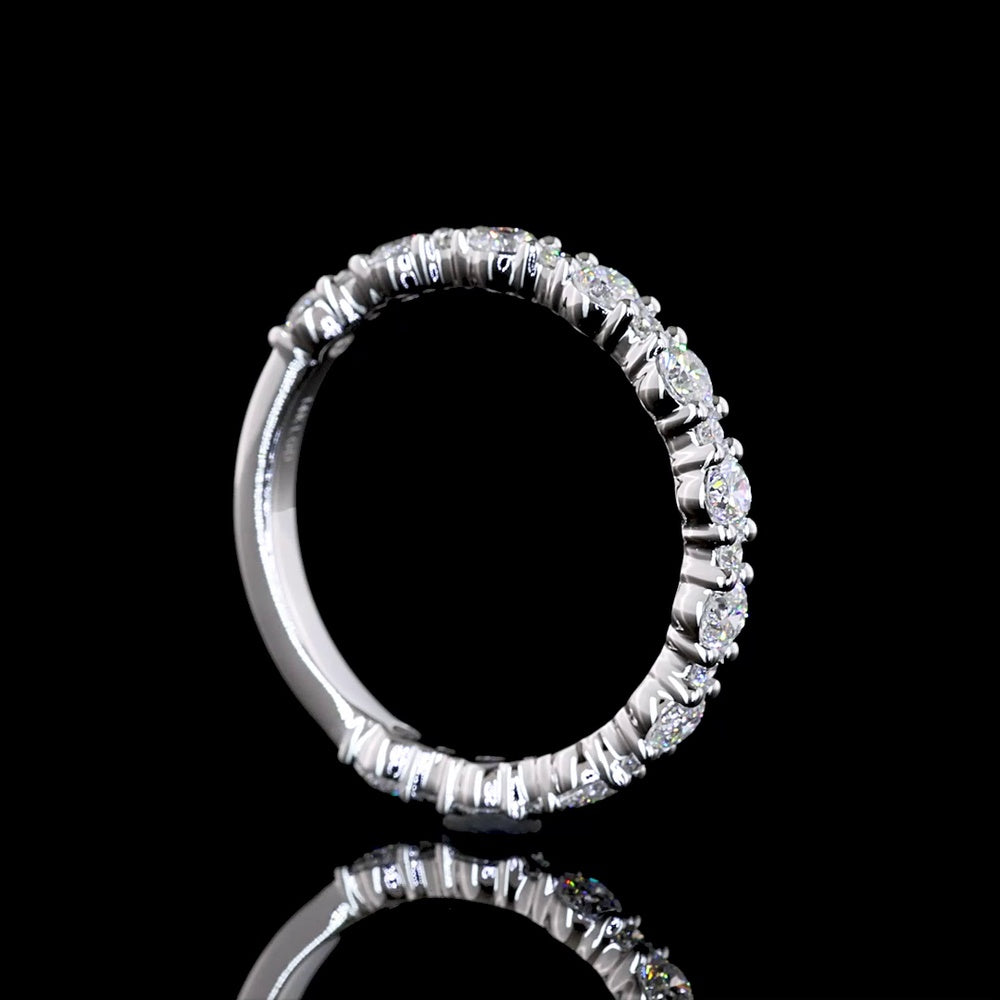 14K White Gold 3/4 Eternity Band with Prong Set Round Brilliant Cut Lab Diamonds - 0.89 Carat Total Diamond Weight - Covaloro Fine Jewelry