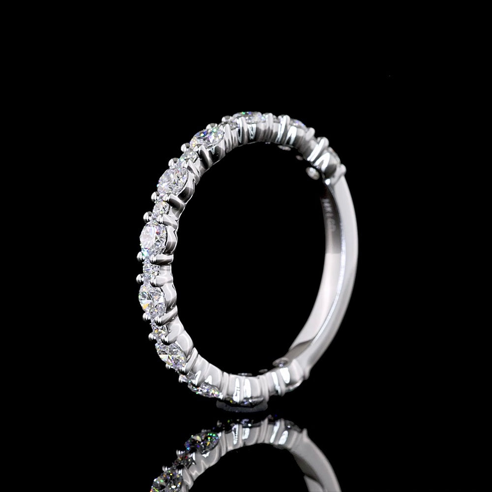 14K White Gold 3/4 Eternity Band with Prong Set Round Brilliant Cut Lab Diamonds - 0.89 Carat Total Diamond Weight - Covaloro Fine Jewelry