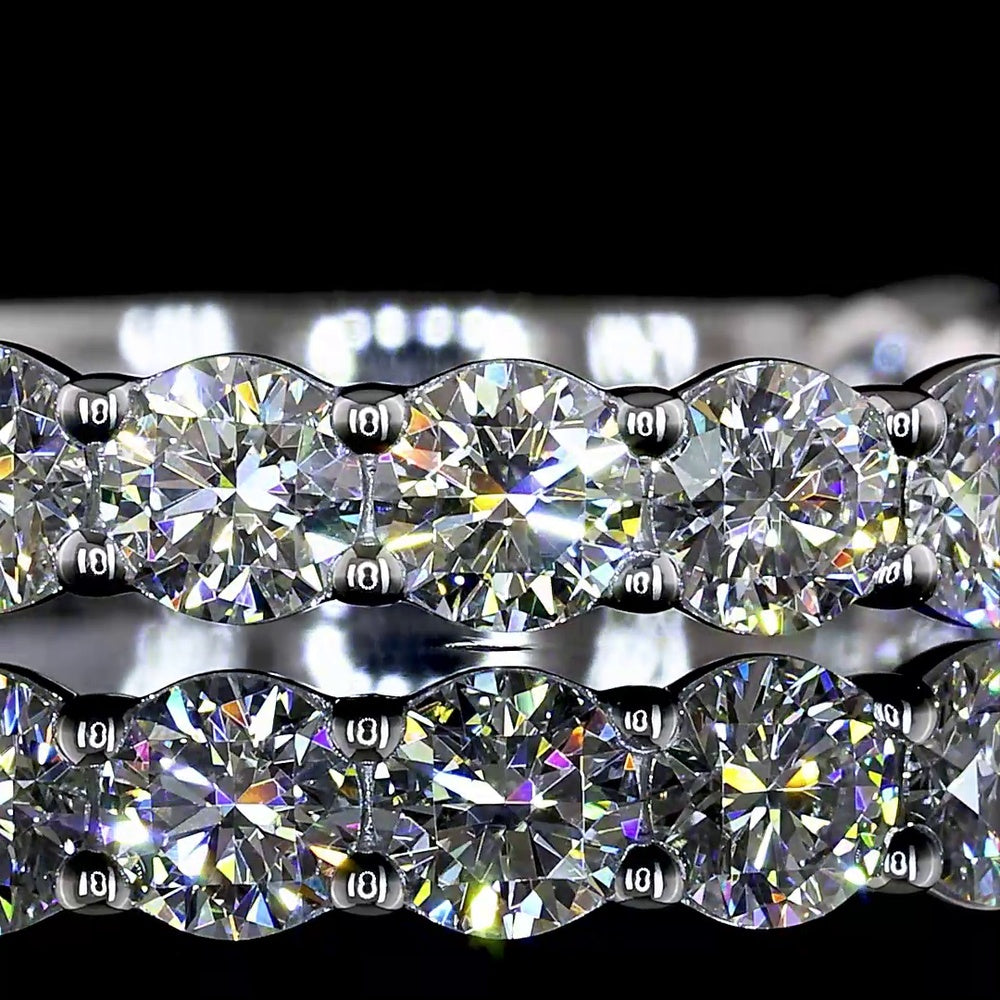 14K White Gold 3/4 Eternity Band with Prong Set Round Lab Diamonds - 1.38 Carat Total Weight - Covaloro Fine Jewelry