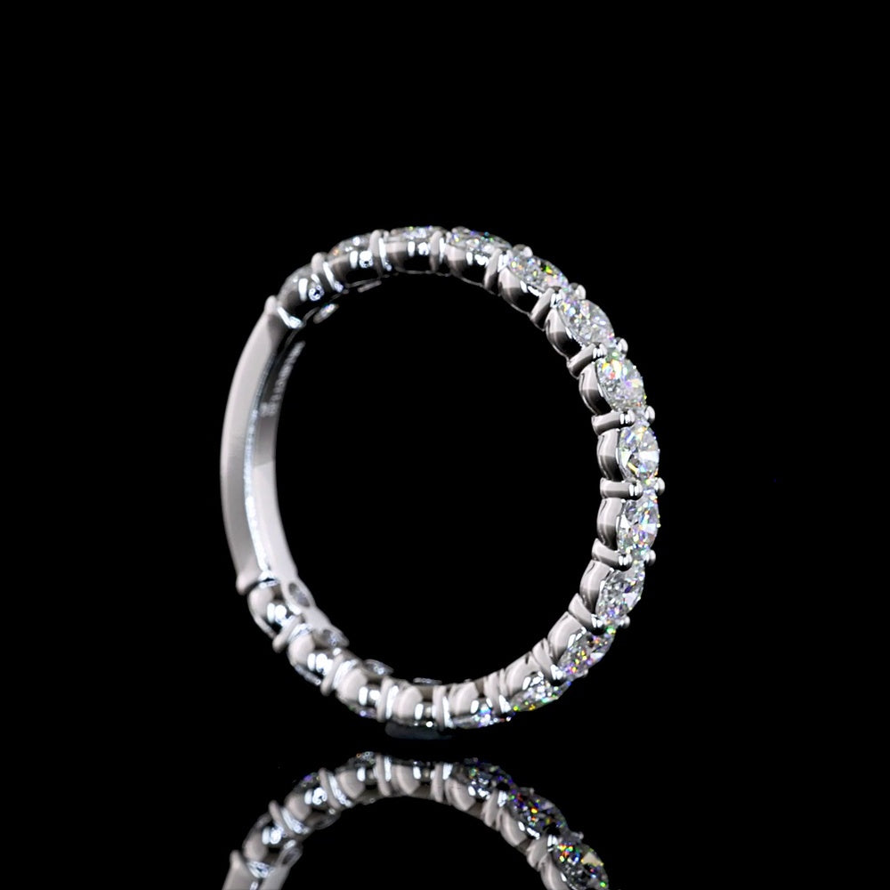 14K White Gold 3/4 Eternity Band with Prong Set Round Lab Diamonds - 1.38 Carat Total Weight - Covaloro Fine Jewelry