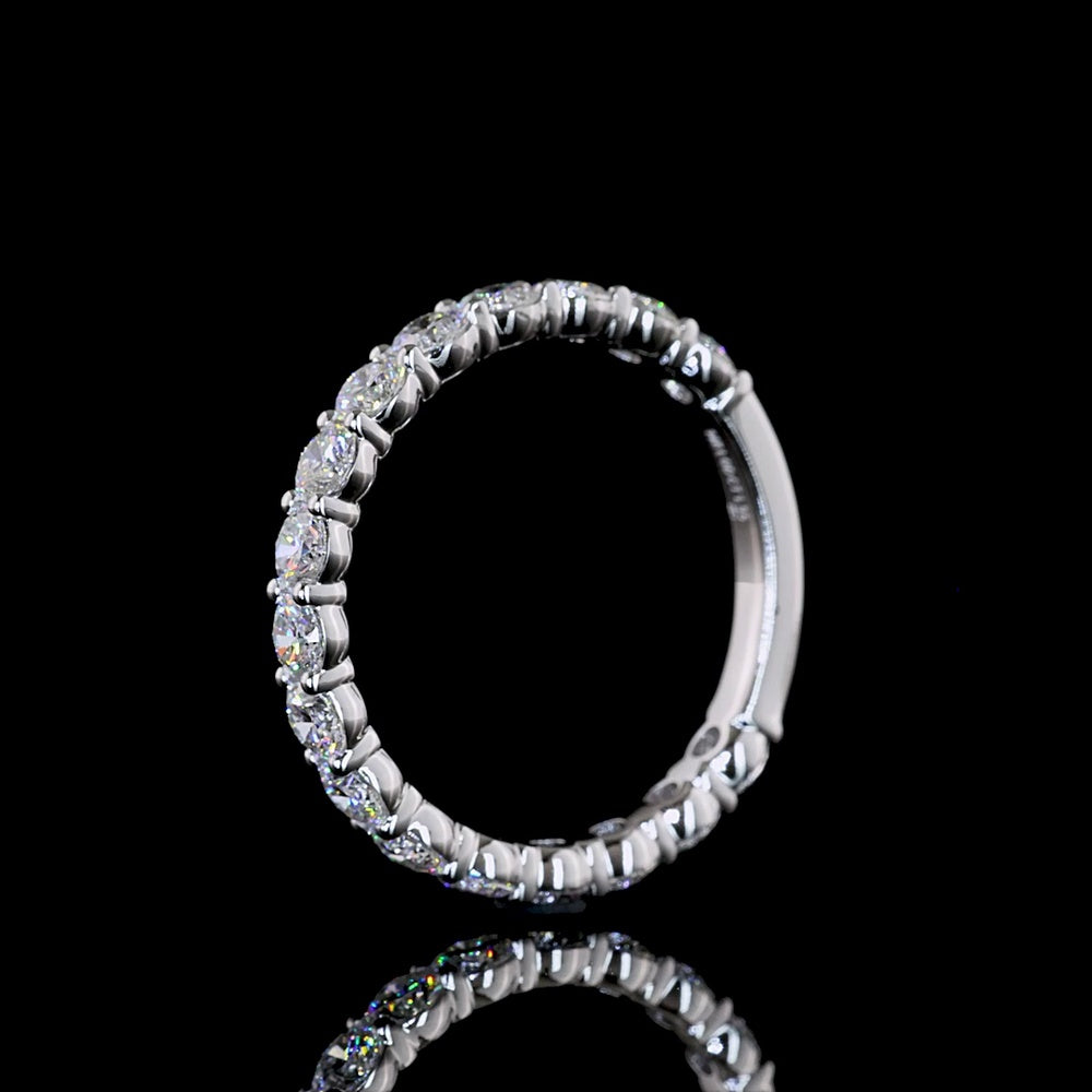 14K White Gold 3/4 Eternity Band with Prong Set Round Lab Diamonds - 1.38 Carat Total Weight - Covaloro Fine Jewelry
